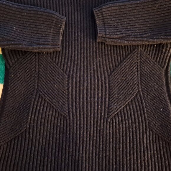 THAKOON Lambswool Navy Chunky Ribbed Turtleneck Sweater, sz S - Picture 5 of 10